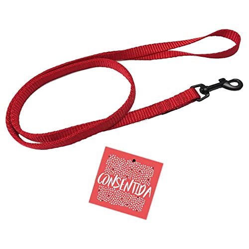 Consentida Hundeleine für mittelgroße Hunde T2 – Größe M 120 x 1,5 cm – Unifarben – Rot – Robustes Gewebe aus Nylon – leicht zu befestigen – Hundezubehör von Consentida