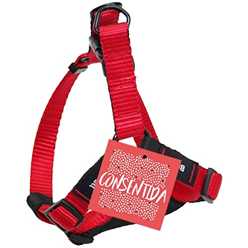 Consentida Petral Basic Geschirr für kleine Hunde T1 - Größe S 20-35 x 1 cm - Unifarben - Rot - Robustes Gewebe aus Nylon - Leicht zu schnallen - Hundezubehör von Consentida