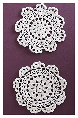 Aufleger 2er-Set Spitzendeckchen Häkeldeckchen Tischdecke Handarbeit Vollhäkel Deckchen Untersetzer Landhaus Vintage 100% Baumwolle 10 cm Rund Weiß von Concepts