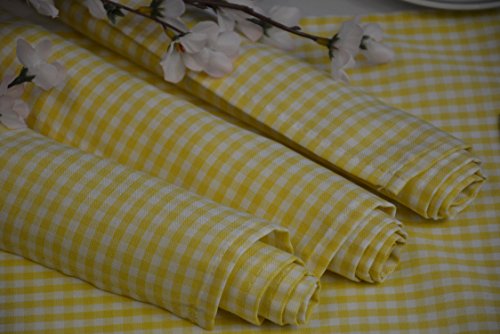 Platzdecken 4er- Pack Platzset Untersetzer Landhaus- Style kariert Geschenkidee 4 x 32/45 cm weiß-gelb von Consept