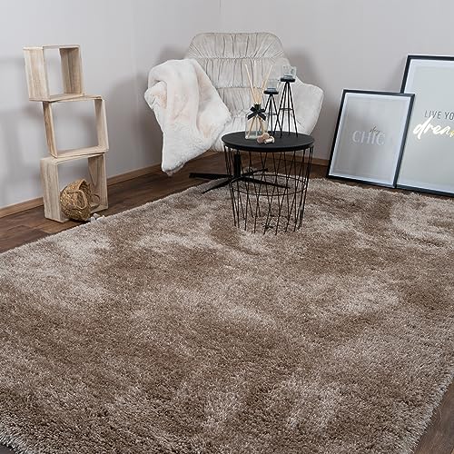 Consilio Concept 120 x 170 Teppich Wohnzimmer Beige Hochflor Shaggy langflorig Handmade handgefertigt Wohnzimmerteppich modern Zertifiziert Made in Germany Design Manufaktur Markenteppich Oeko TEX von Consilio Concept