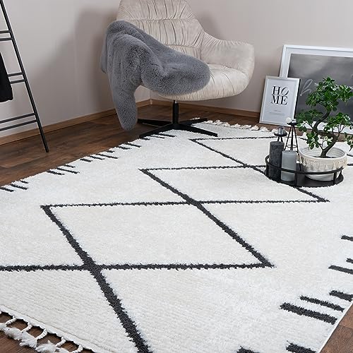 Consilio Concept 160 x 230 Teppich Wohnzimmer Ivory Creme weiß Berber kurzflor Fransen Boho Skandi Designer Marokkanisch Zertifiziert Made in Germany Design Manufaktur Markenteppich Oeko TEX von Consilio Concept