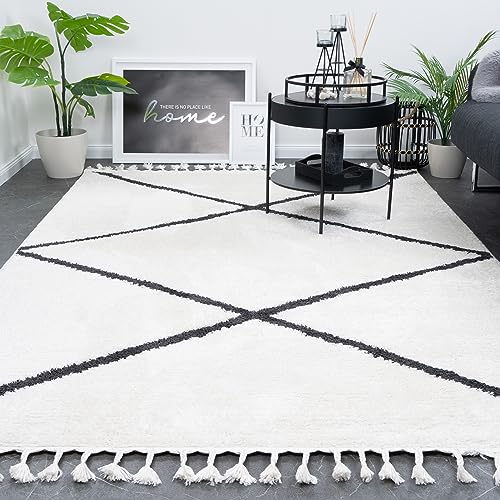 Consilio Concept 160 x 230 Teppich Wohnzimmer Ivory Creme weiß Berber kurzflor Fransen Boho Skandi Designer Marokkanisch Zertifiziert Made in Germany Design Manufaktur Markenteppich Oeko TEX von Consilio Concept