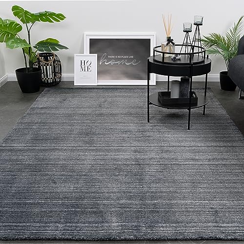 Consilio Concept 120 x 170 Teppich Wohnzimmer Anthrazit Natur Wolle modern Wohnzimmerteppich Melange dezent Feng Shui Luxus Zertifiziert Made in Germany Design Manufaktur Markenteppich Oeko TEX von Consilio Concept