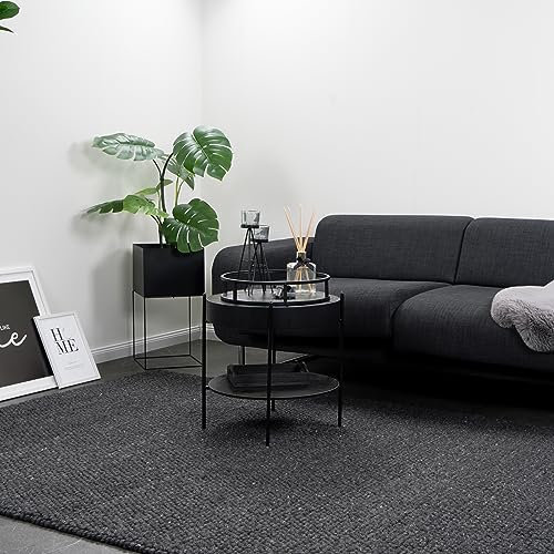 Consilio Concept 120 x 170 Teppich Wohnzimmer Anthrazit Wolle modern Wohnzimmerteppich Natur Melange dezent Matt weich Luxus Zertifiziert Made in Germany Design Manufaktur Markenteppich Oeko TEX von Consilio Concept