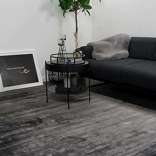 Consilio Concept 120 x 170 Teppich Wohnzimmer Anthrazit luxuriös Viskose Seidenglanz moderner Wohnzimmerteppich weich Soft Luxus Zertifiziert Made in Germany Design Manufaktur Markenteppich Oeko TEX von Consilio Concept