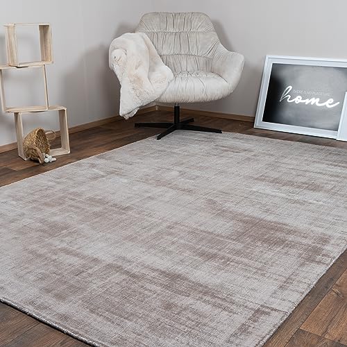 Consilio Concept 120 x 170 Teppich Wohnzimmer Taupe Seidenglanz luxuriöse Viskose moderner Wohnzimmerteppich weich Luxus Soft Zertifiziert Made in Germany Design Manufaktur Markenteppich Oeko TEX von Consilio Concept