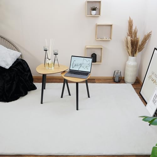 Consilio Concept Cozy Fellteppich 200x290 Ivory Teppich Supersoft 28 mm Höhe Soft weich Hasenfell Imitat weiß Creme Wohnzimmerteppich Kinderzimmerteppich Küchenteppich Flurteppich von Consilio Concept