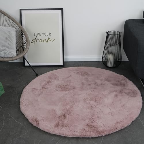Consilio Concept Cloud Fellteppich 120x120 pink Teppich Supersoft 39 mm Höhe Soft weich Hasenfell Imitat beige braun Wohnzimmerteppich Kinderzimmerteppich Küchenteppich Flurteppich von Consilio Concept