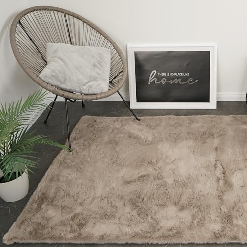 Consilio Concept Cloud Fellteppich 160x230 Taupe Teppich Supersoft 39 mm Höhe Soft weich Hasenfell Imitat beige braun Wohnzimmerteppich Kinderzimmerteppich Küchenteppich Flurteppich von Consilio Concept