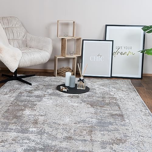 Consilio Concept Designer Teppich 160 x 230 Wohnzimmerteppich seidige Optik dezent Moderne Farben modisch abstrakt Muster beige weich kurzflor zertifizierte Made in Germany Design Manufaktur Oeko TEX von Consilio Concept