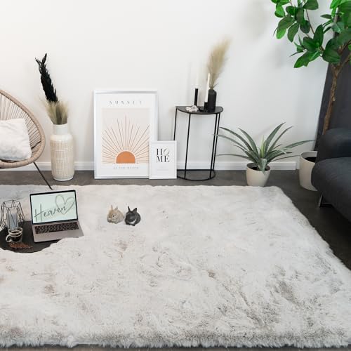Consilio Concept Heaven Fellteppich 200x290 hellgrau Teppich Supersoft 50 mm Höhe Soft weich Hasenfell Imitat grau Silber hell Wohnzimmerteppich Kinderzimmerteppich Küchenteppich Flurteppich von Consilio Concept