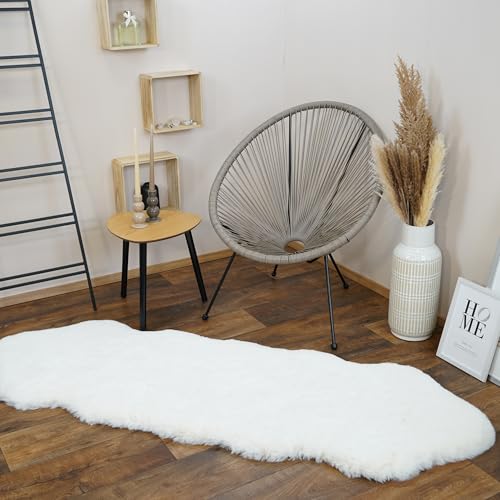 Consilio Concept Sheepskin Fellteppich 60x180 cm Ivory Teppich Supersoft 52 mm Höhe Soft weich Schaffell Imitat weiß Creme Wohnzimmerteppich Kinderzimmerteppich Küchenteppich Flurteppich von Consilio Concept