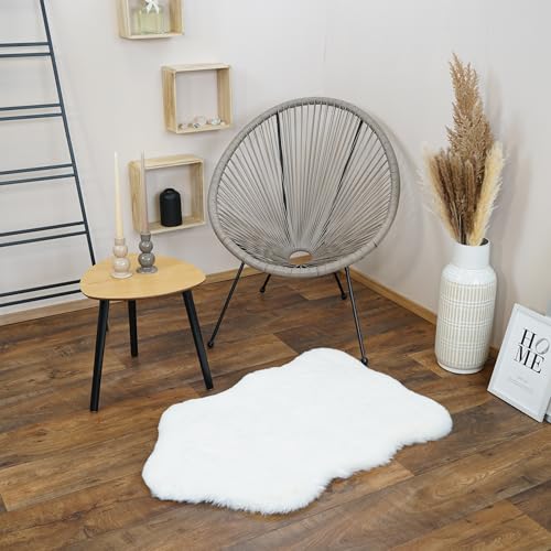 Consilio Concept Sheepskin Fellteppich 60x90 cm Ivory Teppich Supersoft 52 mm Höhe Soft weich Schaffell Imitat weiß Creme Wohnzimmerteppich Kinderzimmerteppich Küchenteppich Flurteppich von Consilio Concept