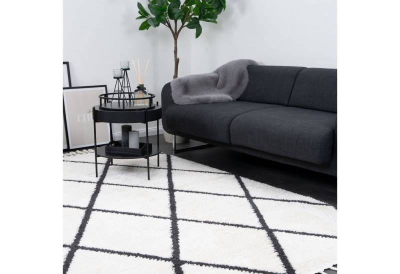 Consilio Concept Designteppich BERBER Teppich Wohnzimmer ivory creme weiß kurzflor Fransen Skandi von Consilio Concept