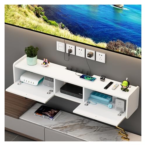 Conslika Floating TV Wall Mount Cabinet White 80-140cm - Modular Shelves Unit with Easy Assembly, Space Saving Design for Living Room ，Moderner Aufbewahrungsschrank(120CM) von Conslika