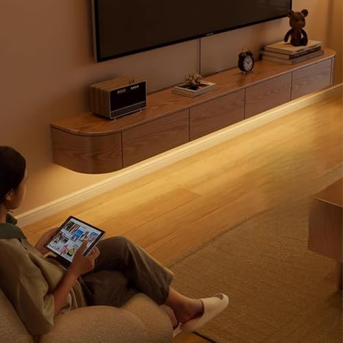 Conslika Schwebender TV-Ständer mit LED-Lichtern, wandmontierter TV-Ständer mit Seitenschränken und 2 Schubladen, Entertainment-Media-Konsole, große Aufbewahrungsregale unter Fernsehern, für Schlafzim Conslika Schwebender TV-Ständer mit LED-Lichtern, wandmontierter TV-Ständer mit Seitenschränken und 2 Schubladen, Entertainment-Media-Konsole, große Aufbewahrungsregale unter Fernsehern, für Schlafzim von Conslika