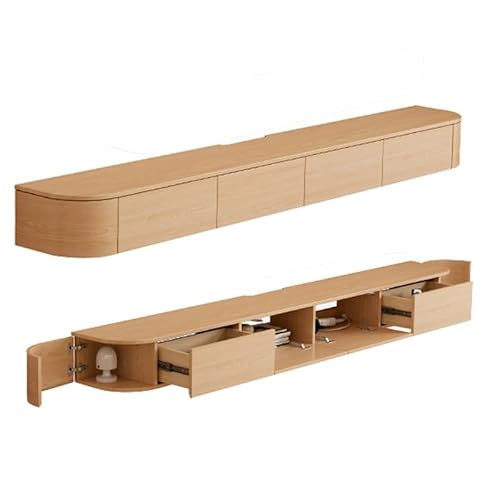 Conslika Schwebender TV-Ständer mit LED-Lichtern, wandmontierter TV-Ständer mit Seitenschränken und 2 Schubladen, Entertainment-Media-Konsole, große Aufbewahrungsregale unter Fernsehern, für Schlafzim von Conslika