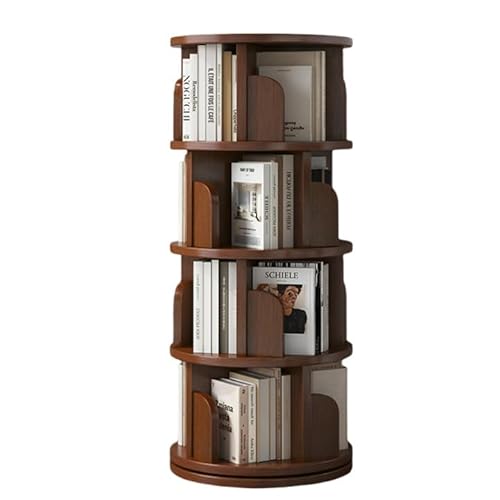 Drehbares Bücherregal Tower, 360 Display 3/4/5 Tier Floor Standing Bookcase Storage Rack, Corner Bookshelf for Small Space, Book Shelf Rotating Bookcase for Bedroom, Living Room, Study(Walnut color,40 von Conslika