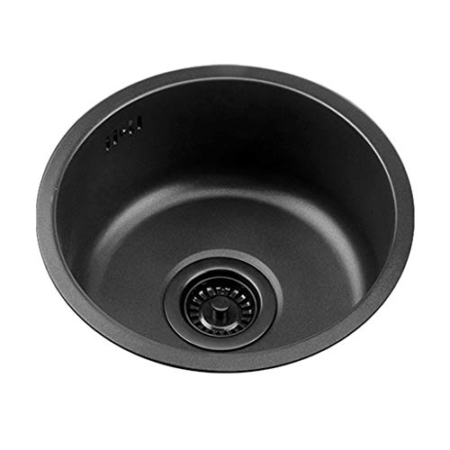 Runde Spüle, schwarze Unterbauspüle aus Edelstahl 304, 30/35/42cm, kleine Barspüle, Einzelbecken(30cm) von Conslika