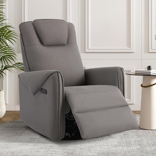 Consofa Fernsehsessel Elektrisch Verstellbar, Relaxsessel Massagesessel Fernsehsessel mit Liegefunktion, 270° Drehbar & 30° Wippbar TV Sessel Wohnzimmer mit USB/Typ-C (Technische Stoffe, Grau) von Consofa