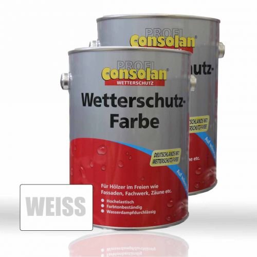 2 x Consolan Wetterschutzfarbe weiss 2,5l (5 Liter) von Consolan