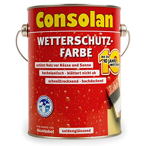 Consolan 5L Wetterschutzfarbe rot 211 Holzdeckfarbe Deckfarbe Holzfarbe von Consolan