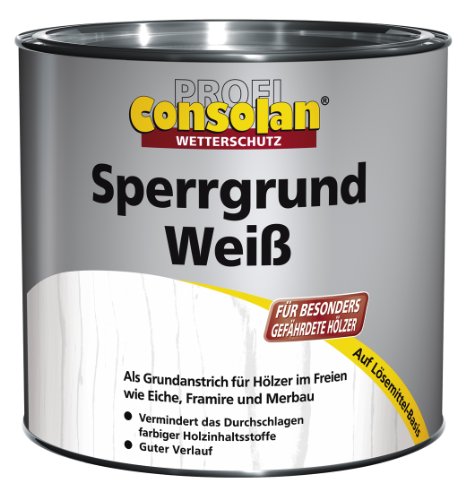 Consolan Profi Sperrgrund Holzgrundierung Wetterschutz außen 0,75 Liter, Weiss von Consolan