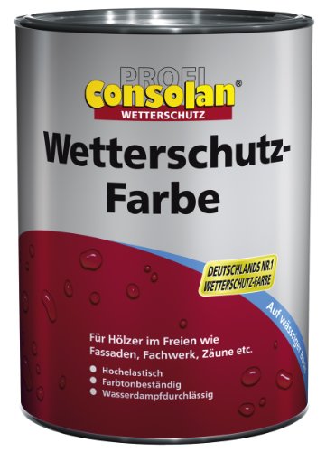 Consolan Profi Wetterschutzfarbe Holzschutz außen 2,5 Liter, Schwarz, 2.5 l (1er Pack) von Consolan