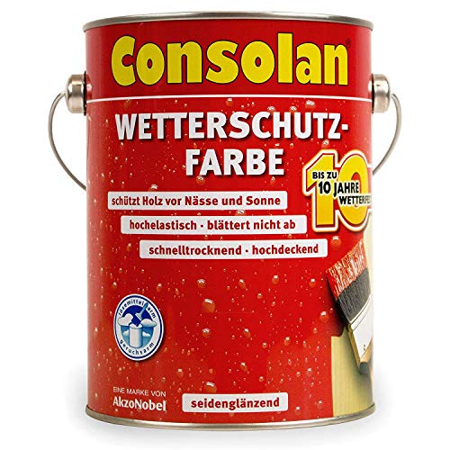 Consolan Wetterschutzfarbe für Holz, Dunkelbraun, 2,5L Consolan Wetterschutzfarbe für Holz, Dunkelbraun, 2,5L von Consolan