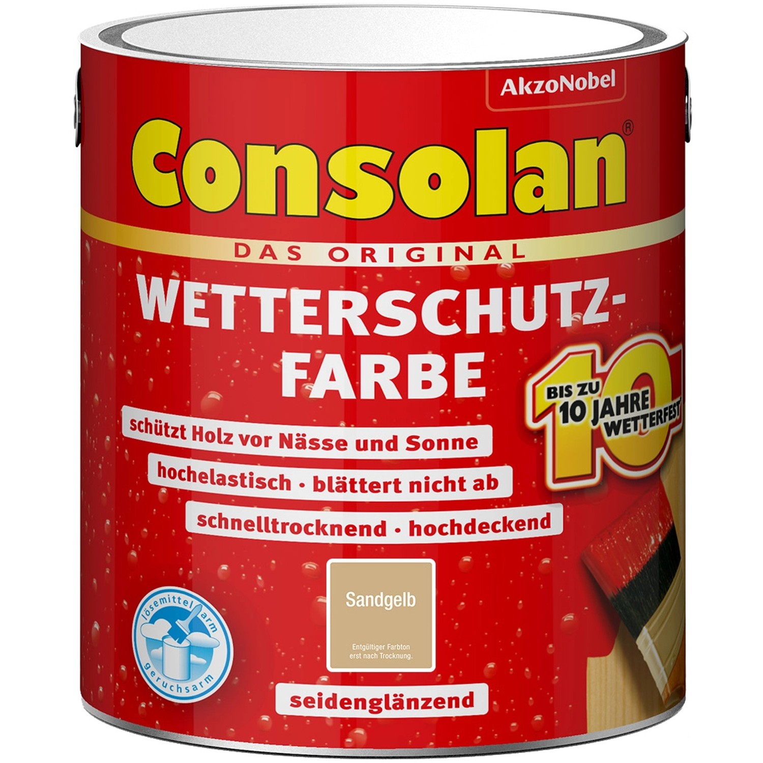 Consolan Wetterschutzfarbe Sandgelb Seidenglänzend 2,5 l von Consolan