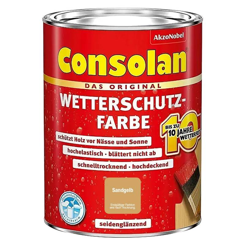 Consolan Wetterschutzfarbe Sandgelb Seidenglänzend 750 ml von Consolan