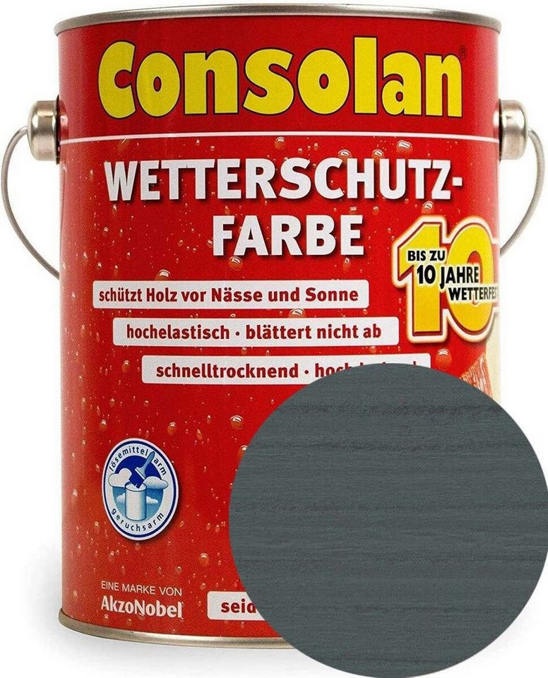 Consolan  Wetterschutzfarbe Schiefer / 22409, Wetterfest, Wasserabweisend, Farbtonbeständig von Consolan 