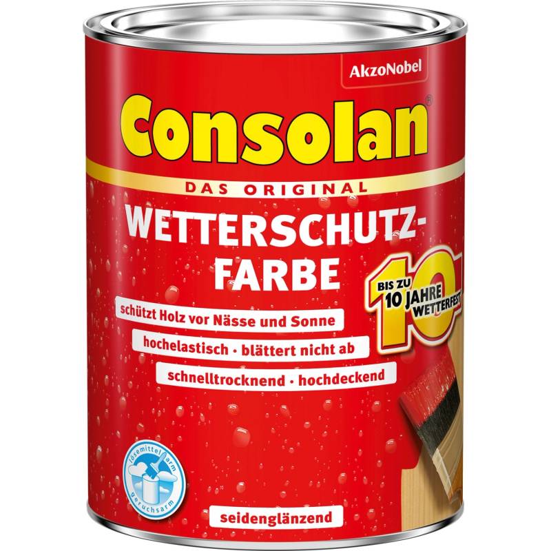 Consolan Wetterschutzfarbe Schwedenrot seidenglänzend 750 ml von Consolan