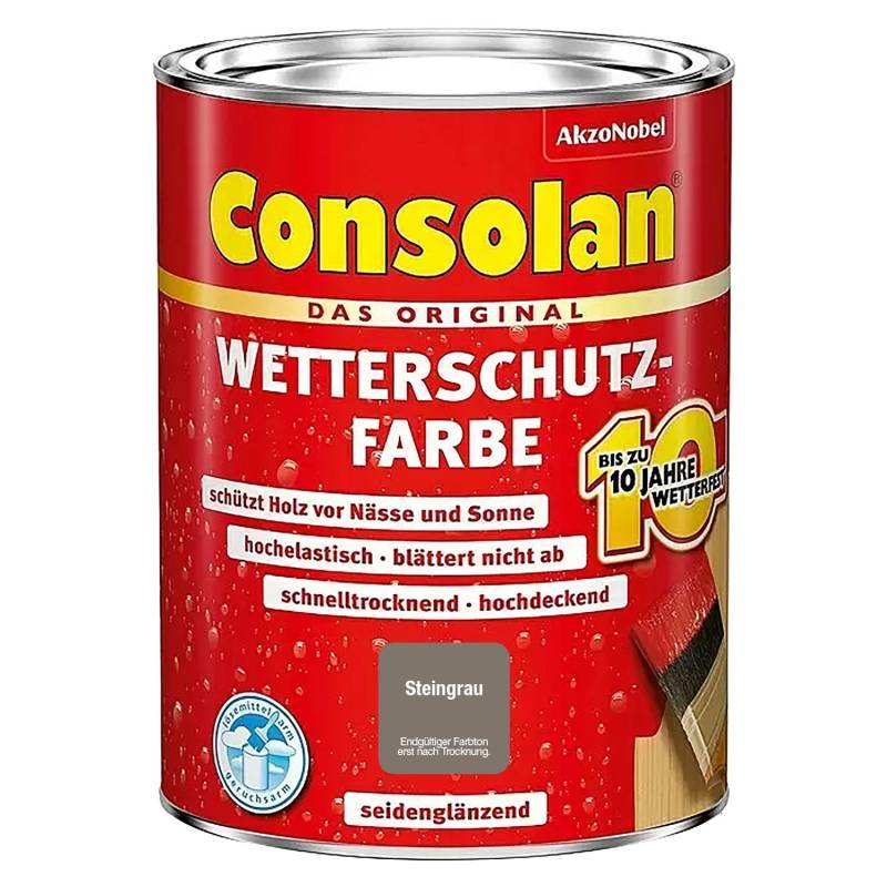 Consolan Wetterschutzfarbe Steingrau Seidenglänzend 750 ml von Consolan