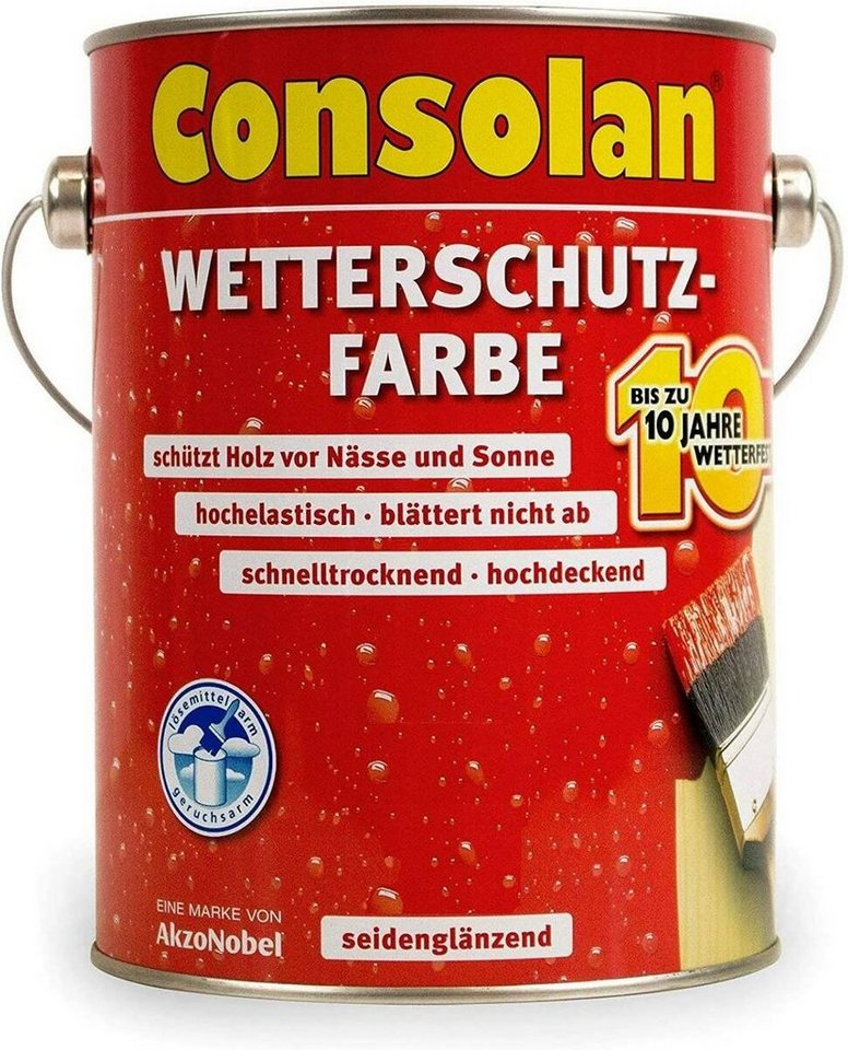 Consolan  Wetterschutzfarbe Weiss / 00820, Wetterfest, Wasserabweisend, Farbtonbeständig von Consolan 