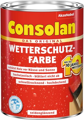 Consolan Wetterschutz-Farbe, Deckender Holzschutz für Außen, Anthrazitgrau, 750 ml von Consolan