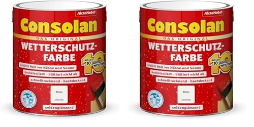 Consolan Wetterschutzfarbe weiß 2,5L (Packung mit 2) von Consolan