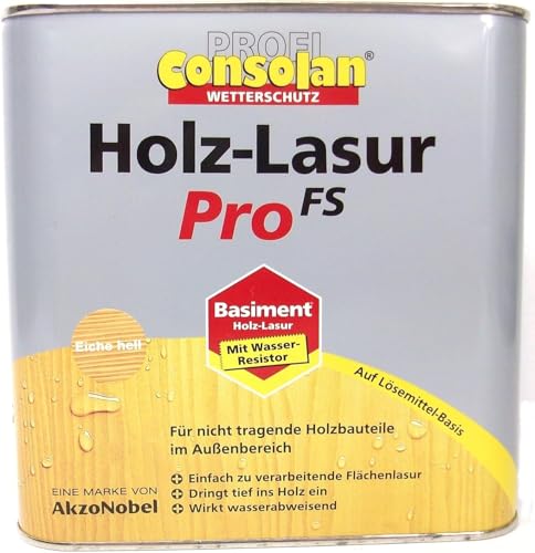 Profi Consolan Holz-Lasur Pro FS Holzlasur Farbton Eiche 2,5 Liter von Consolan