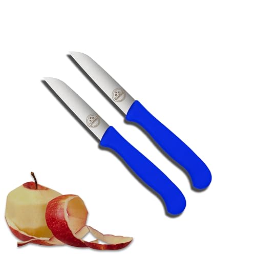 2er Set Gemüsemesser scharf Küchenmesser blau Schälmesser Solingen rostfrei 8 cm/Handabzug - Dünnschliff - superscharf - spülmaschinengeeignet von Constant FRIEDR. HERDER A.S N SOLINGEN-GERMANY