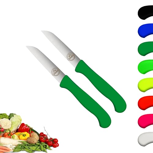 2er Set Gemüsemesser scharf Küchenmesser grün Schälmesser Solingen rostfrei 8 cm/Handabzug - Dünnschliff - superscharf - spülmaschinengeeignet von Constant FRIEDR. HERDER A.S N SOLINGEN-GERMANY