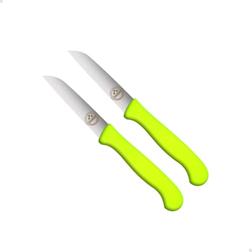 2er Set Gemüsemesser scharf Küchenmesser neon-gelb Schälmesser Solingen rostfrei 8 cm/Handabzug - Dünnschliff - superscharf - spülmaschinengeeignet von Constant FRIEDR. HERDER A.S N SOLINGEN-GERMANY