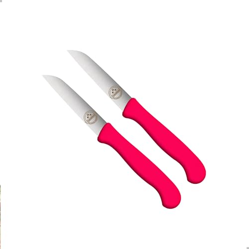 2er Set Gemüsemesser scharf Küchenmesser neon-pink Schälmesser Solingen rostfrei 8 cm/Handabzug - Dünnschliff - superscharf - spülmaschinengeeignet von Constant FRIEDR. HERDER A.S N SOLINGEN-GERMANY