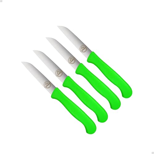 4er Set Gemüsemesser scharf Küchenmesser neon-grün Schälmesser Solingen rostfrei 8 cm/Handabzug - Dünnschliff - superscharf - spülmaschinengeeignet von Constant FRIEDR. HERDER A.S N SOLINGEN-GERMANY