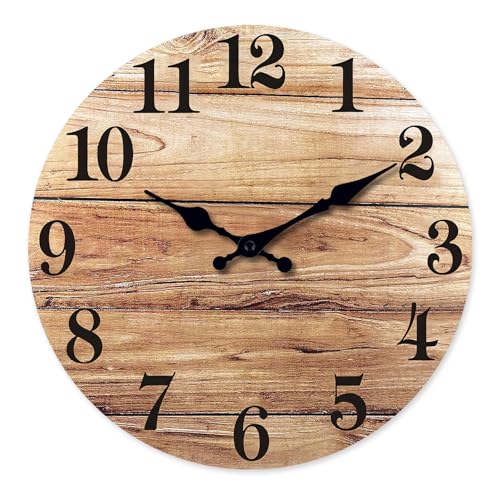 Constantplanet 20 Inch Wall Clock for Office Big Wooden Rustic Clocks for Walls Brown Wall Clock Farmhouse(No Solid Wood, It is with MDF Material) von Constantplanet
