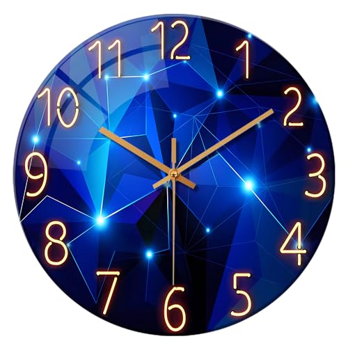 Constantplanet Blaue Wanduhren für Wohnzimmer-Dekor, Küchenuhren, batteriebetrieben, 30,5 cm, runde Glas-Wanduhr, geräuschlos, Nicht tickend Constantplanet Blaue Wanduhren für Wohnzimmer-Dekor, Küchenuhren, batteriebetrieben, 30,5 cm, runde Glas-Wanduhr, geräuschlos, Nicht tickend von Constantplanet