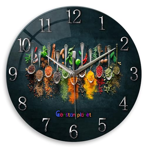 Constantplanet Dining Room Clock Battery Operated 14 Inch Non Ticking Wall Clock Silent Decorative Clocks for Walls von Constantplanet