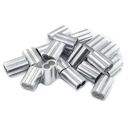 Constrabo | 10x Aluminium Crimpschlaufe 8.0 mm| Alu-Pressklemmen-Doppelhülsen | Presshülsen, Klemme Stahlseil, Kabel Crimp, Pressklemme für Seile, Drahtseil Seilverbinder, Schlaufenhülsen Klemmhülsen von Constrabo
