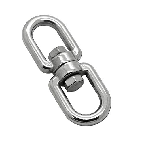 Constrabo | Drehwirbel Edelstahl AISI 316 V4A (Auge/Auge) M10 | BL 3500 kg, 10 mm | Seilwirbel für Boxsack, Schwenkgrill, Hängesessel, Blumentopf | Kettenwirbel, Wirbel-Schäkel, Swivel, Doppelwirbel von Constrabo