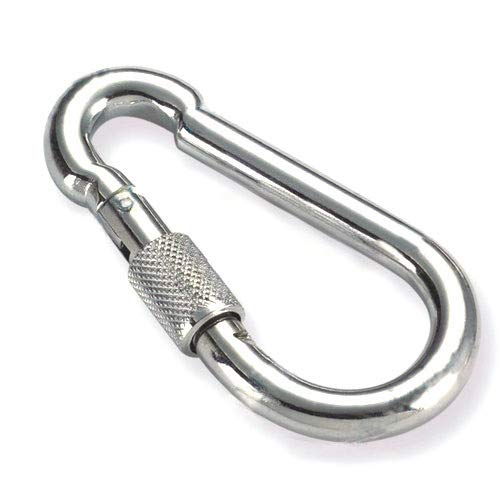 Constrabo | 2X Karabiner mit Schraube 90x9 mm | DIN 5299 C | Stahl Verschlusskarabiner 250 kg | Schnapphaken & Schraubverschluss | Feuerwehr-Karabinerhaken groß, Schraubkarabiner SIcherheitskarabiner von Constrabo